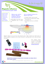 Magnetic Influence - Therapy magnets offer effective pain relief arthritis migraines headaches joint pain back pain. Chemical-free pain relief.